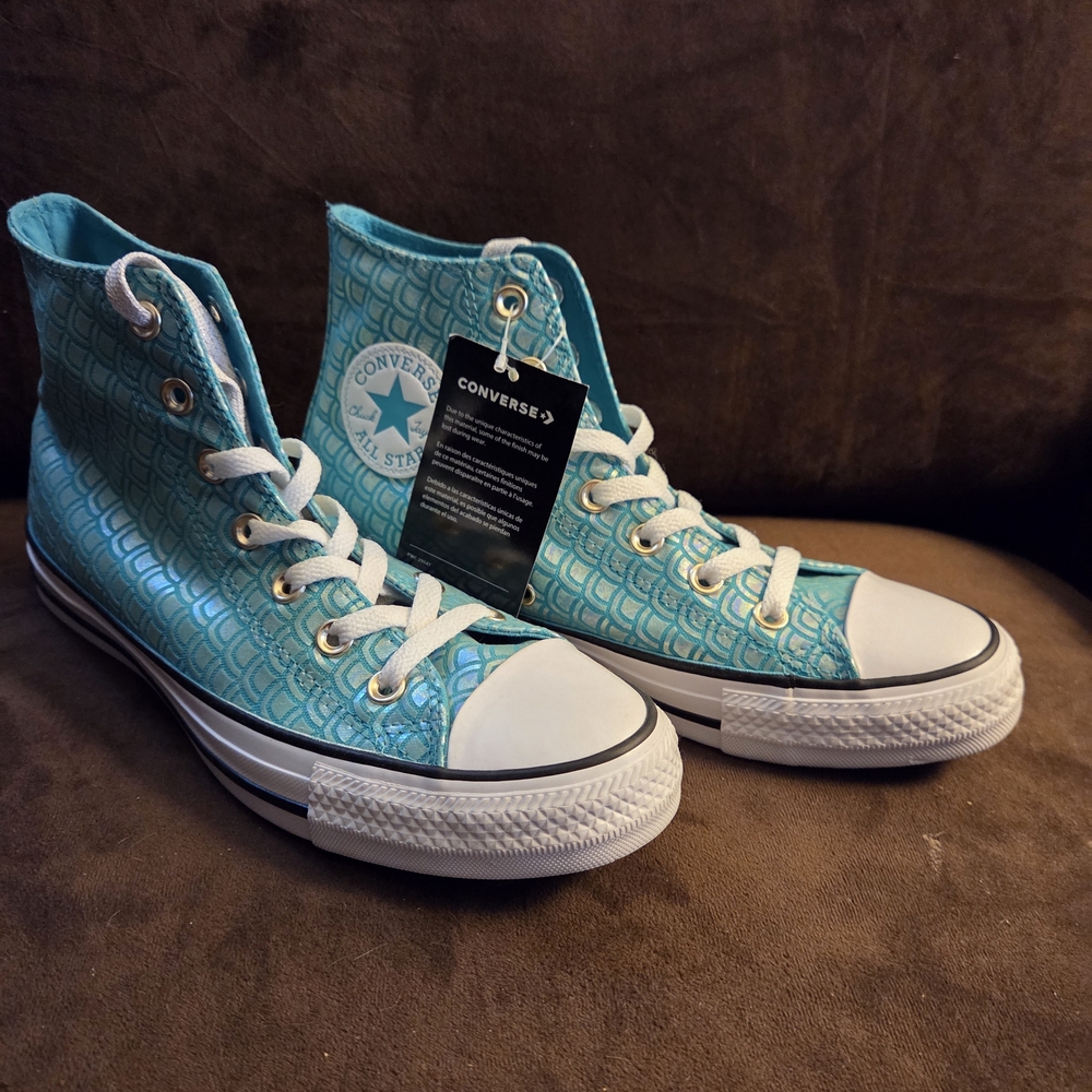 Converse Chuck Taylor Women's Teal Mermaid Print High-Top Sneakers Sz 8